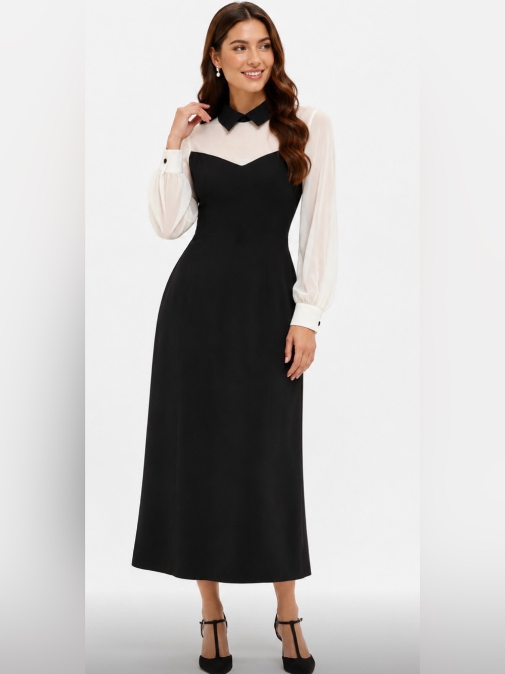 Tuckernuck Riva Tuxedo Dress in Black and Ivory